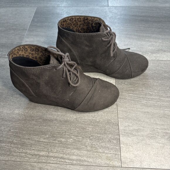 Marco Republic Womens Brown Slip On Lace Up Wedge Heel Boots Cap Toe 9 - Picture 5 of 6